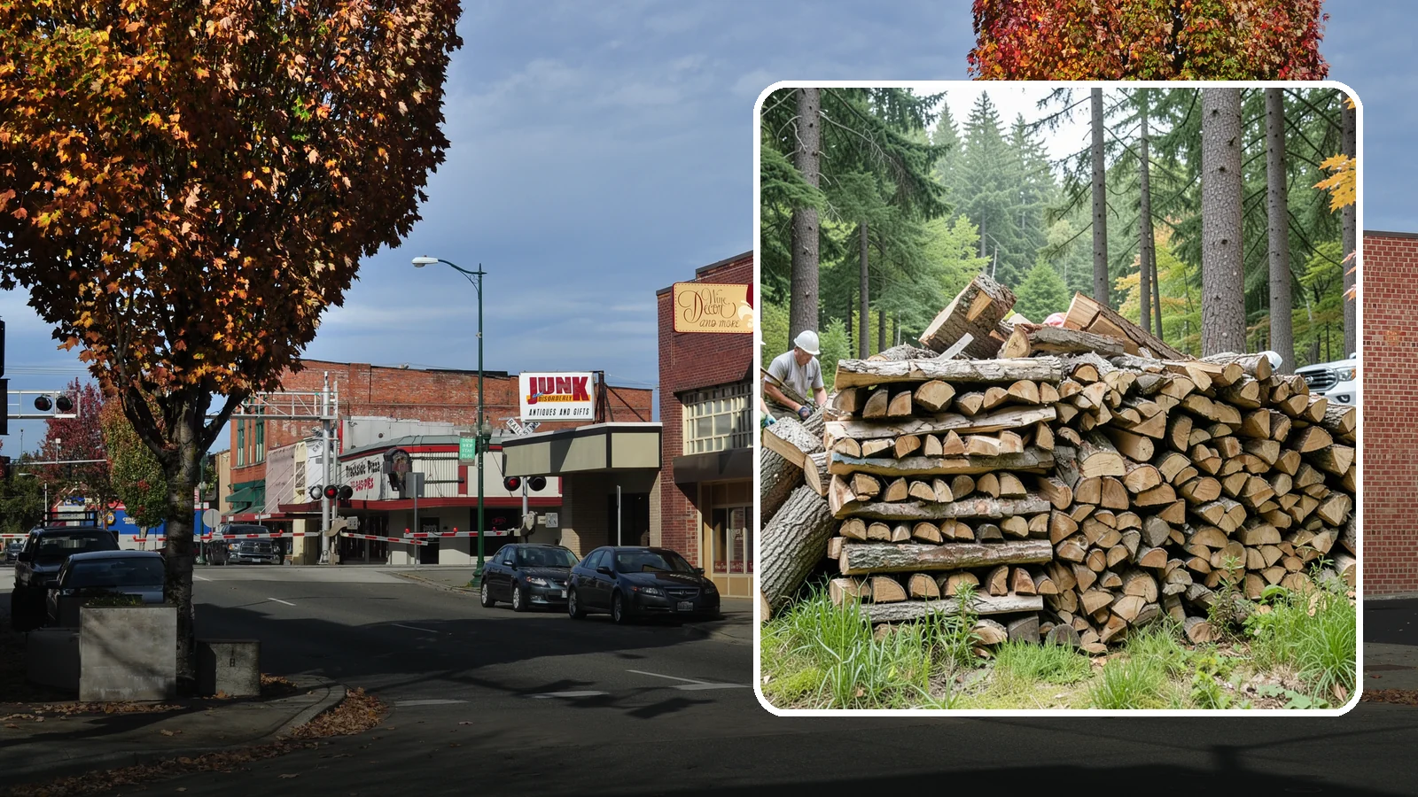 Fallen Tree Firewood in Puyallup, Pierce County, WA - We convert already-fallen trees on your property into split, seasoned-ready firewood.