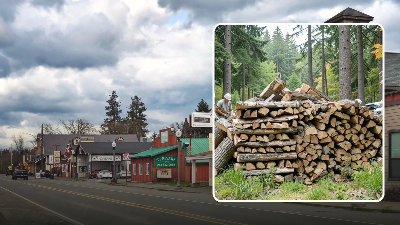 Fallen Tree Firewood in Roy, Pierce County, WA - We convert already-fallen trees on your property into split, seasoned-ready firewood.