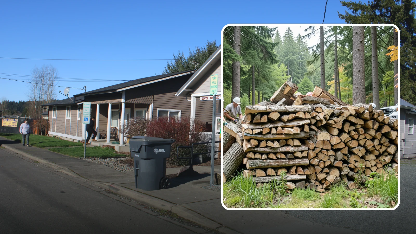 Fallen Tree Firewood in South Prairie, Pierce County, WA - We convert already-fallen trees on your property into split, seasoned-ready firewood.
