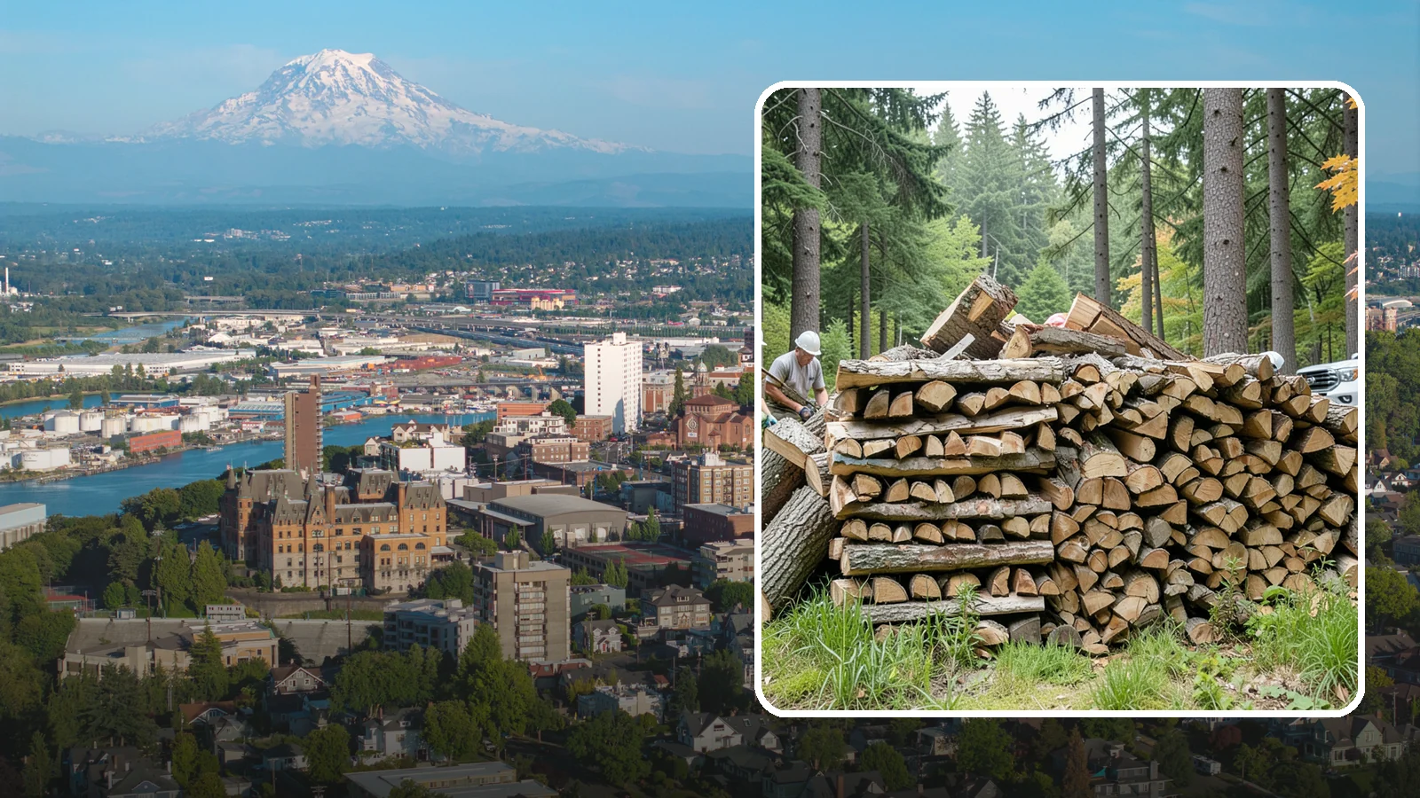 Fallen Tree Firewood in Tacoma, Pierce County, WA - We convert already-fallen trees on your property into split, seasoned-ready firewood.