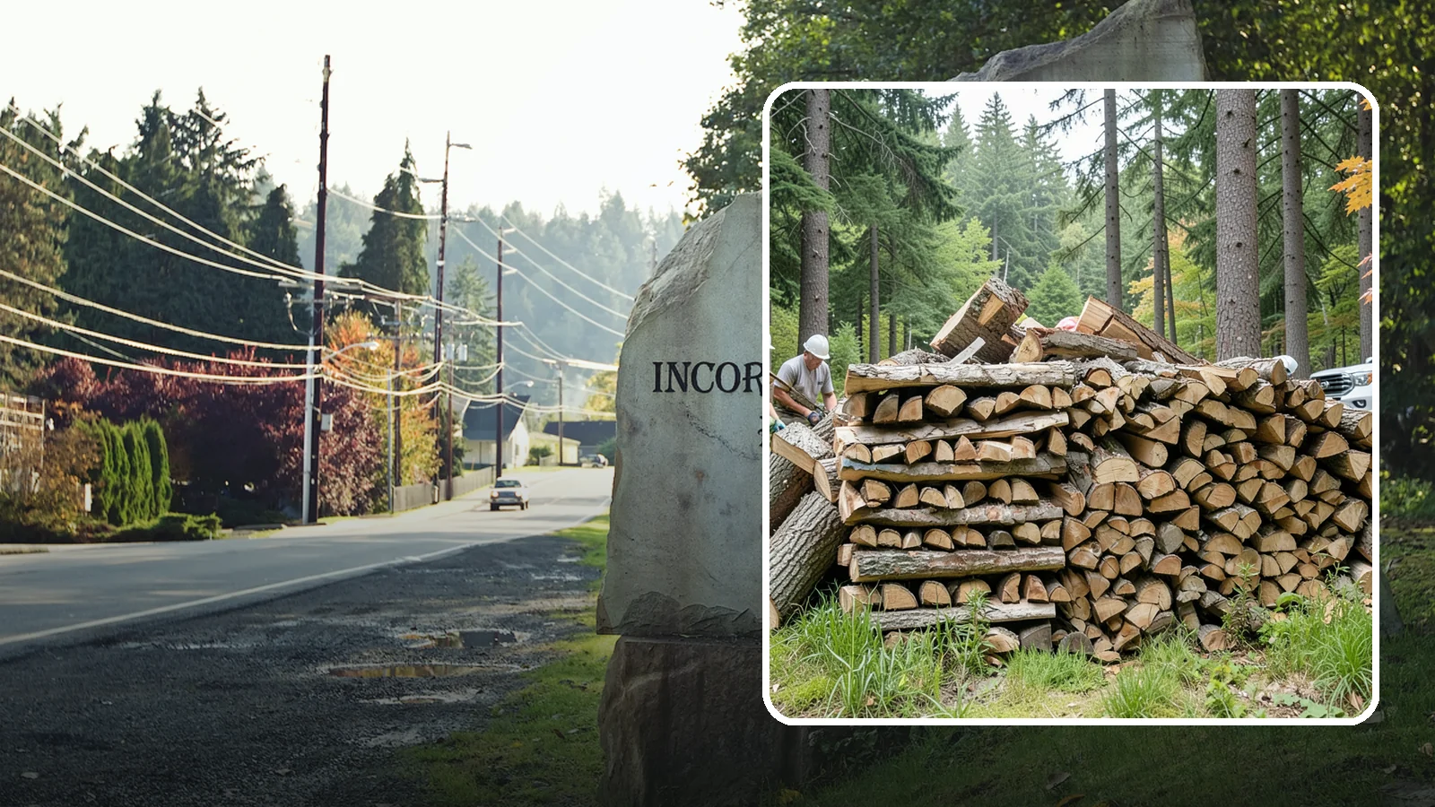 Fallen Tree Firewood in Wilkeson, Pierce County, WA - We convert already-fallen trees on your property into split, seasoned-ready firewood.