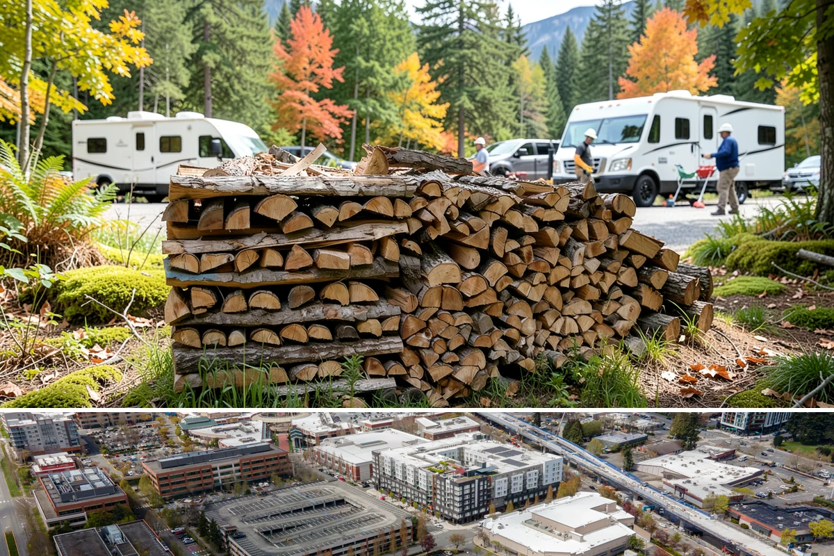 Fireplace-Size Firewood in Redmond, King County, WA - Buy in late summer or early fall so your fireplace wood is seasoned and ready for the cold months.