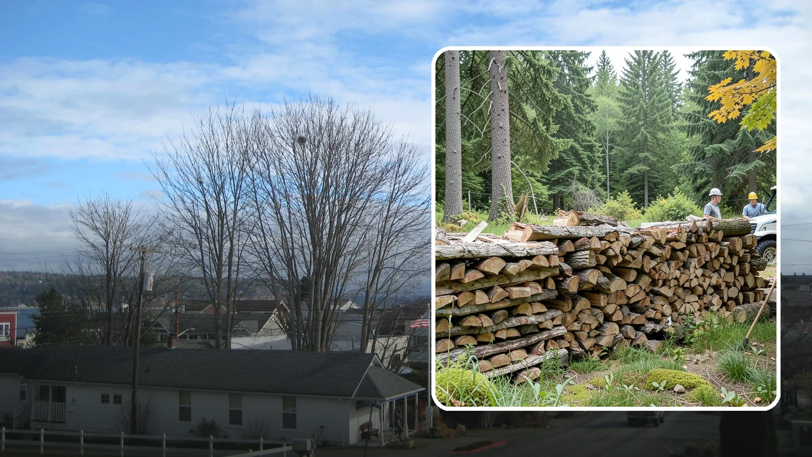 Firewood Area Cleanup in Langley, Island County, WA - We give your entire firewood zone a full reset, clearing debris, scraps, and clutter from top to bottom.
