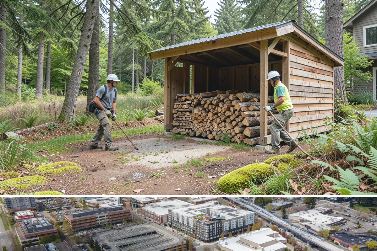 Firewood Area Cleanup in Redmond, King County, WA - Early spring is the sweet spot for a full reset after winter, though a fall visit preps the space ahead of heating season.