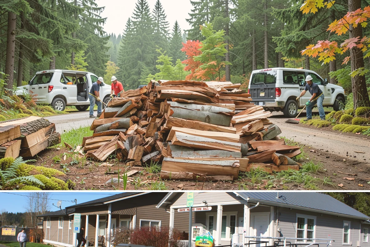 Firewood Area Cleanup in South Prairie, Pierce County, WA - Early spring is the sweet spot for a full reset after winter, though a fall visit preps the space ahead of heating season.