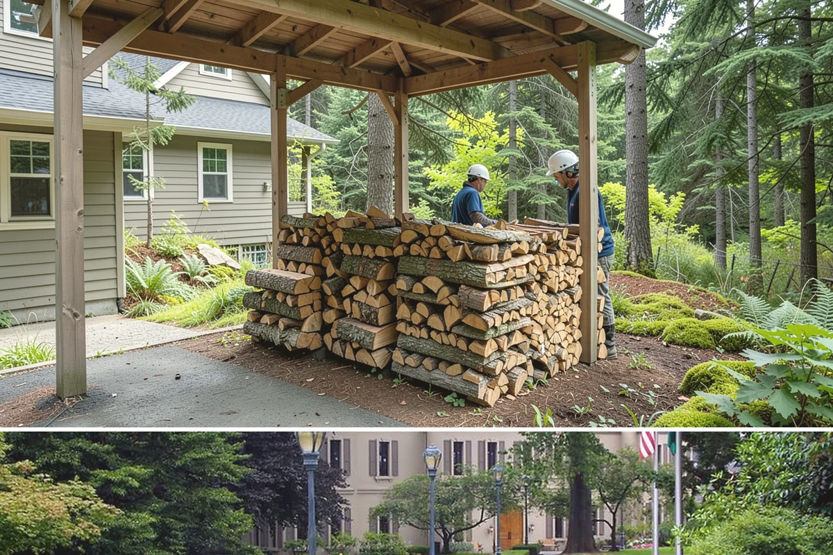 Firewood Area Cleanup in Woodinville, King County, WA - Early spring is the sweet spot for a full reset after winter, though a fall visit preps the space ahead of heating season.