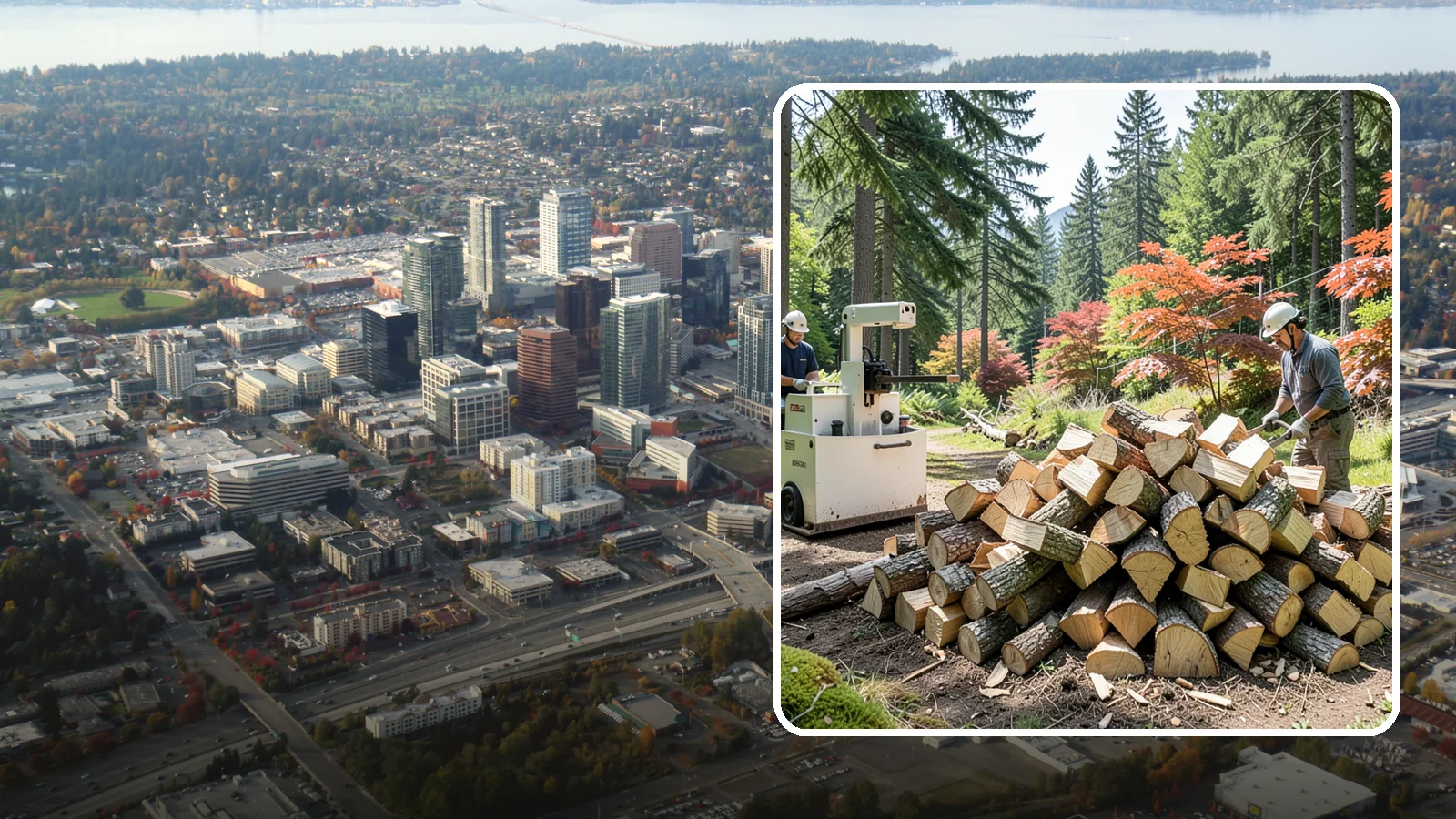 Firewood Cutting in Bellevue, King County, WA - Precise firewood cutting that brings logs down to the burn lengths your appliance needs.