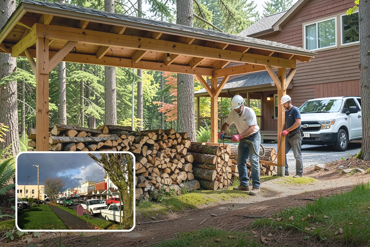 Firewood Debris Cleanup in Arlington, Snohomish County, WA - Removes trip hazards from wet, cluttered ground