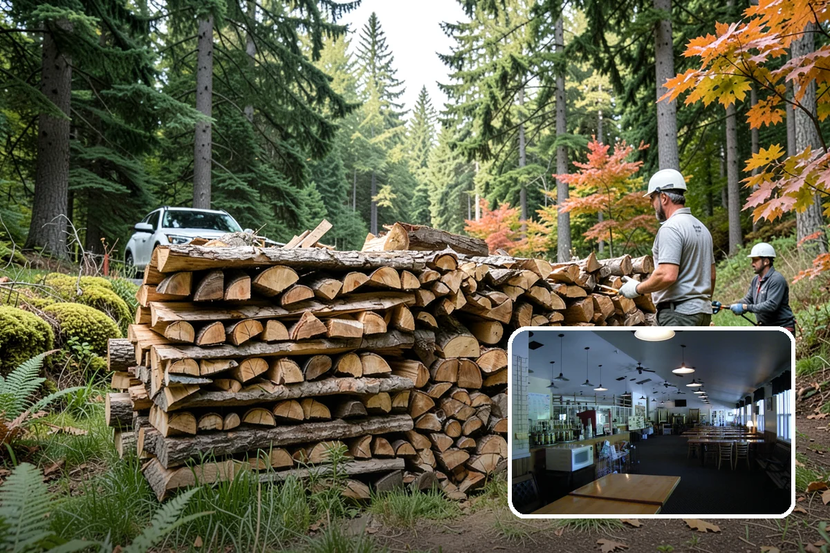 Firewood Debris Cleanup in Black Diamond, King County, WA - Removes trip hazards from wet, cluttered ground