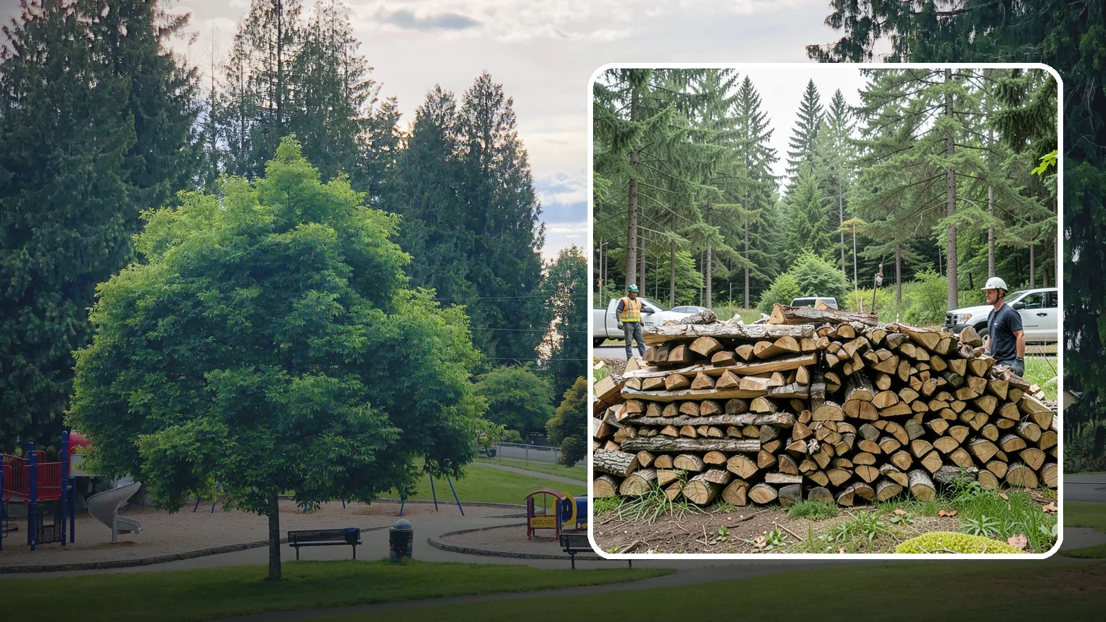 Firewood Debris Cleanup in Bonney Lake, Pierce County, WA - We clear the scattered scraps, splinters, and leftover mess that pile up around a busy Pacific Northwest wood pile.