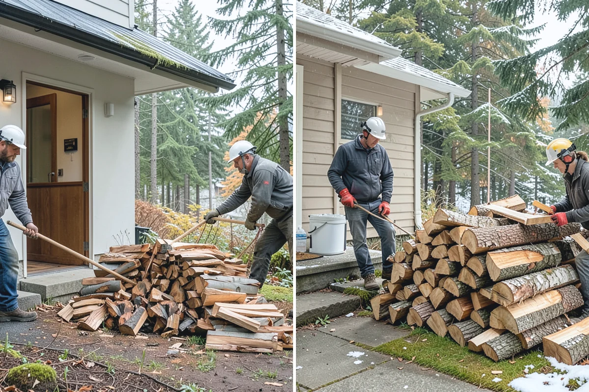 Firewood Debris Cleanup in Bonney Lake, Pierce County, WA - Walk the site and identify the material to remove