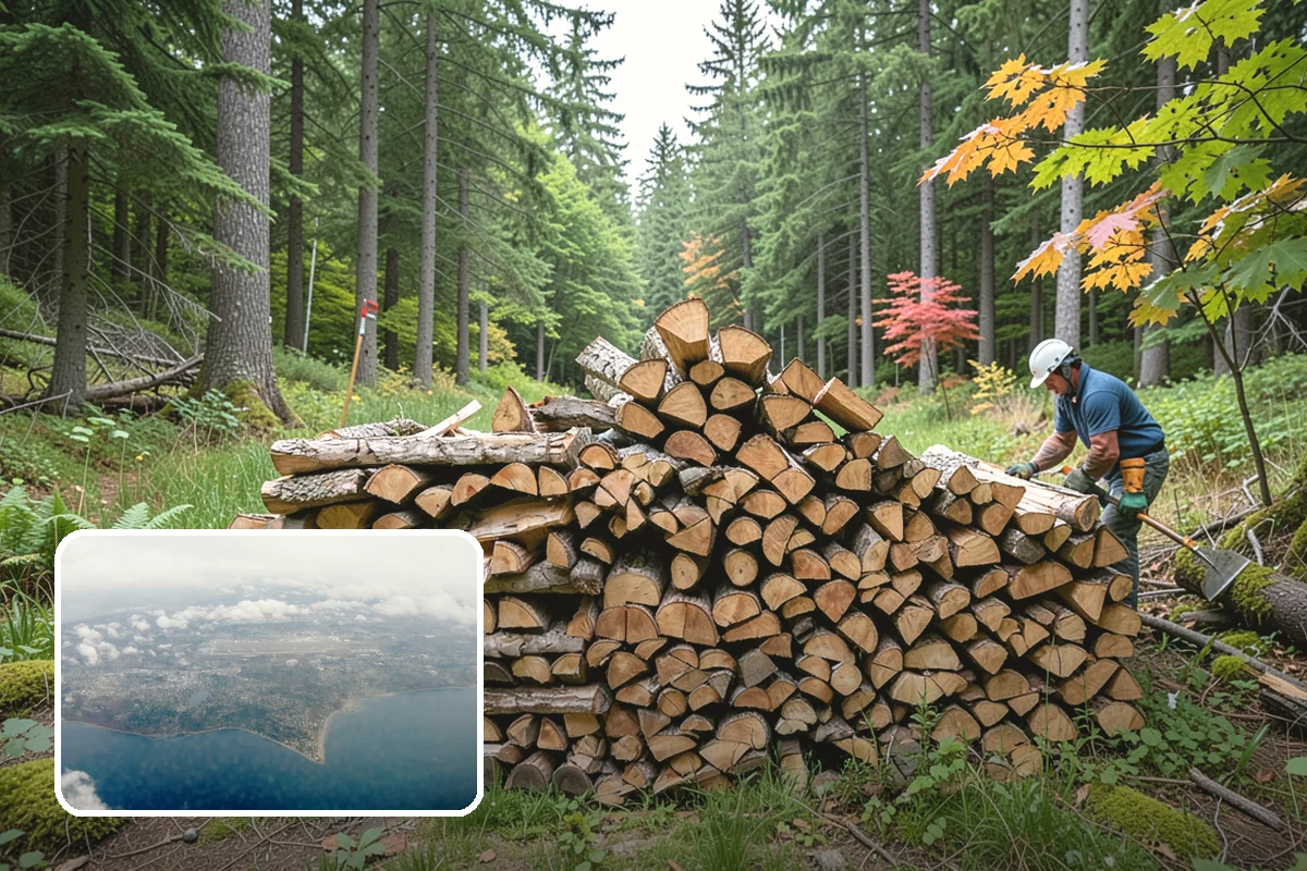 Firewood Debris Cleanup in Burien, King County, WA - Removes trip hazards from wet, cluttered ground