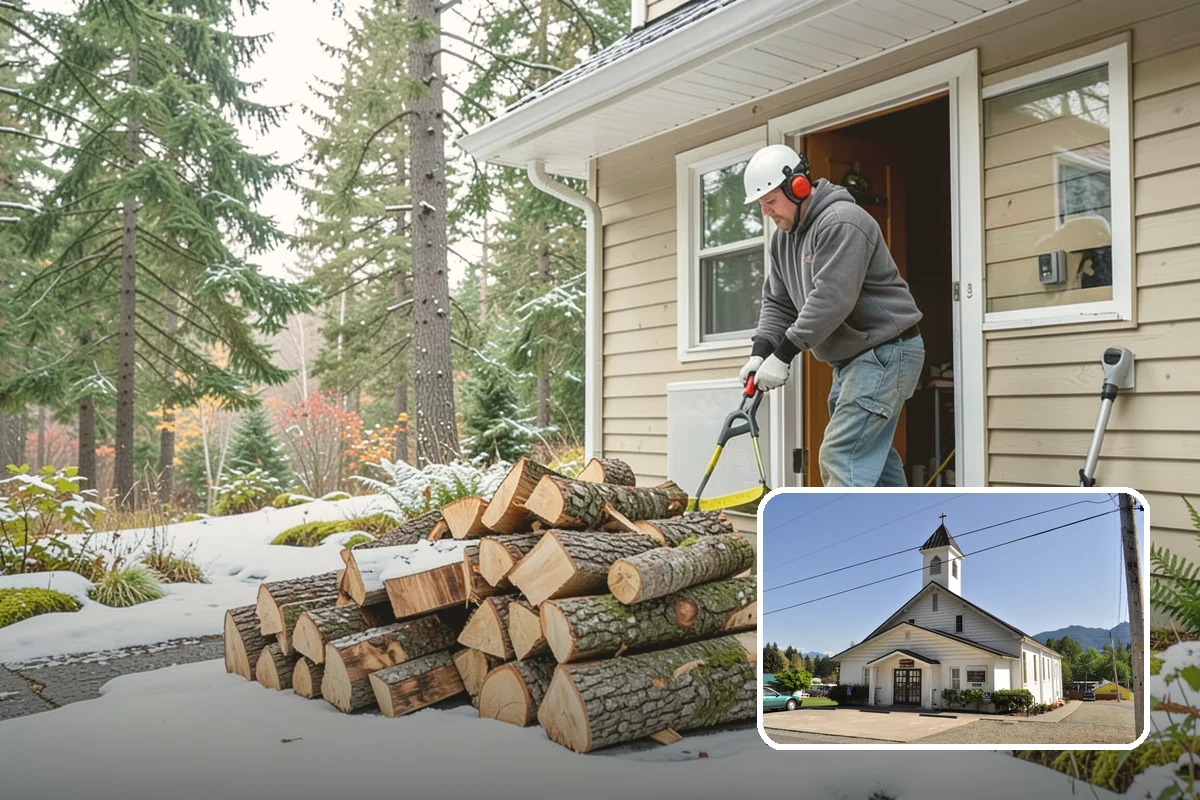 Firewood Debris Cleanup in Concrete, Skagit County, WA - Removes trip hazards from wet, cluttered ground