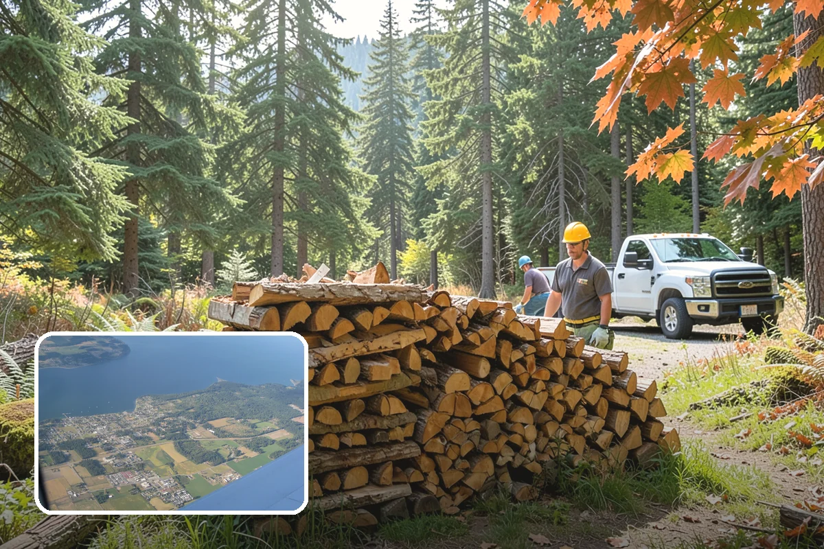 Firewood Debris Cleanup in Coupeville, Island County, WA - Removes trip hazards from wet, cluttered ground