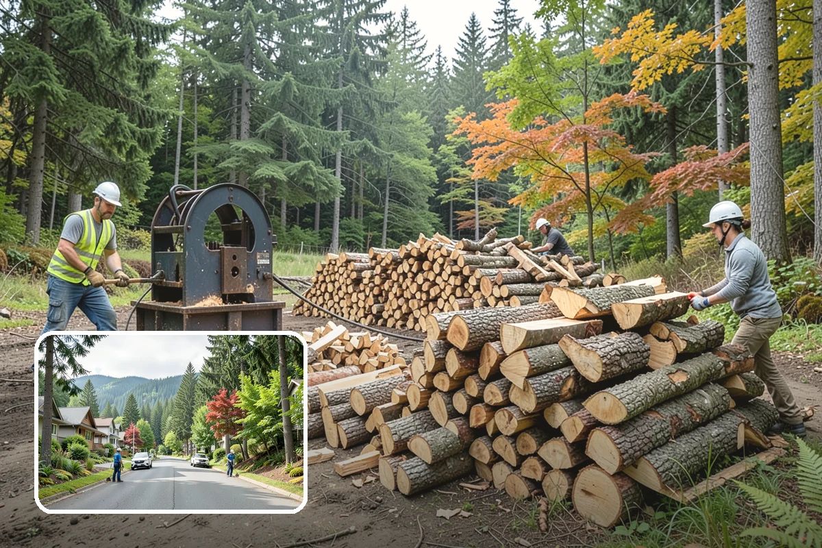 Firewood Debris Cleanup in Darrington, Snohomish County, WA - Removes trip hazards from wet, cluttered ground