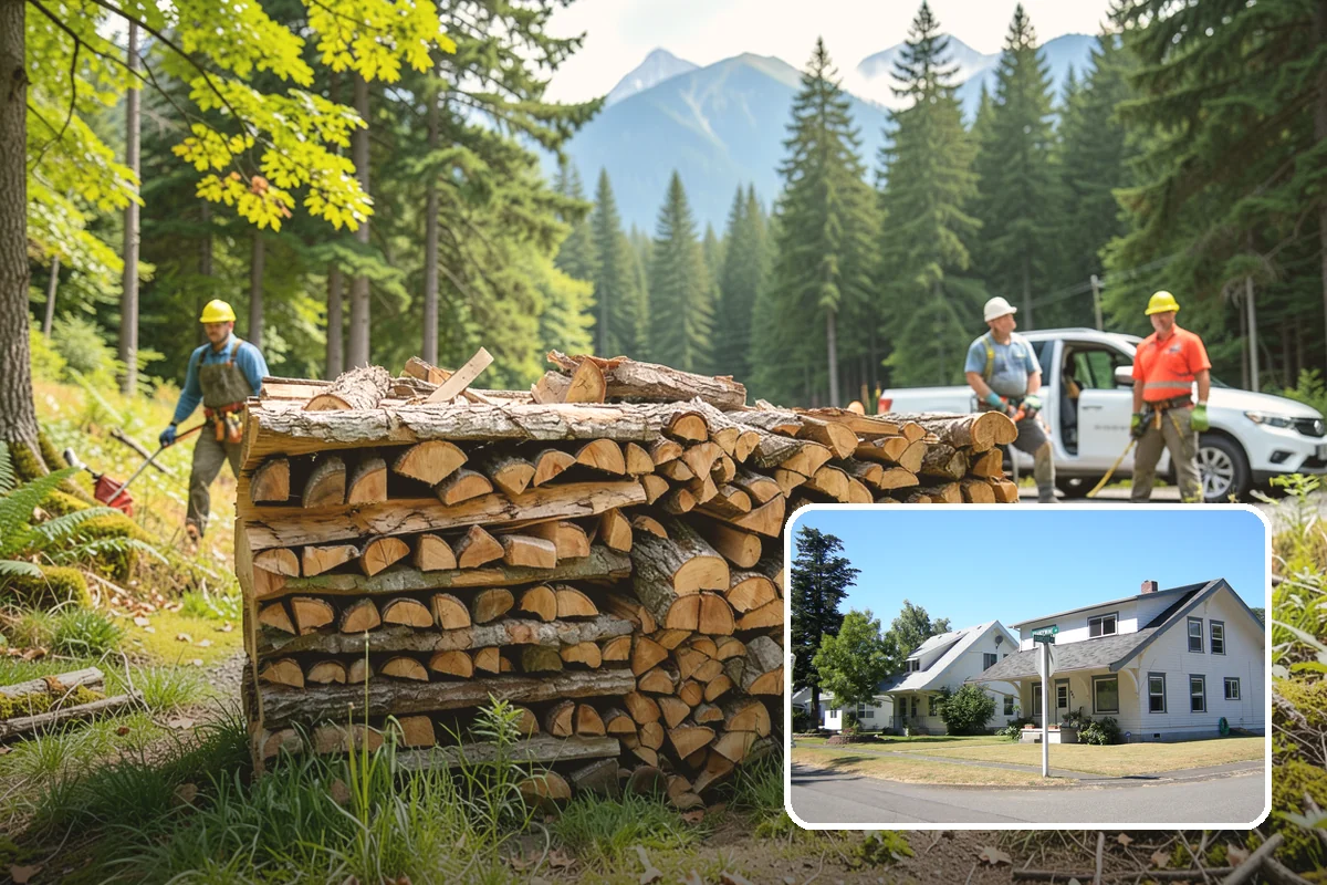 Firewood Debris Cleanup in DuPont, Pierce County, WA - Removes trip hazards from wet, cluttered ground