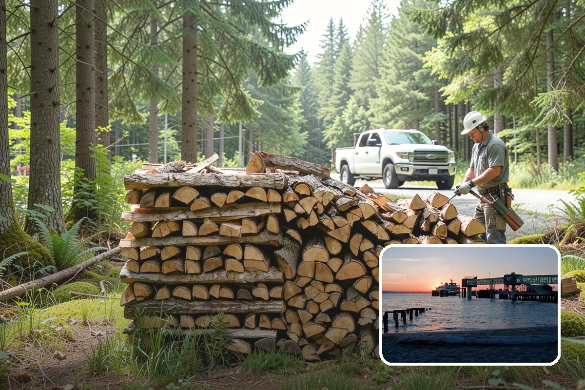 Firewood Debris Cleanup in Edmonds, Snohomish County, WA - Removes trip hazards from wet, cluttered ground