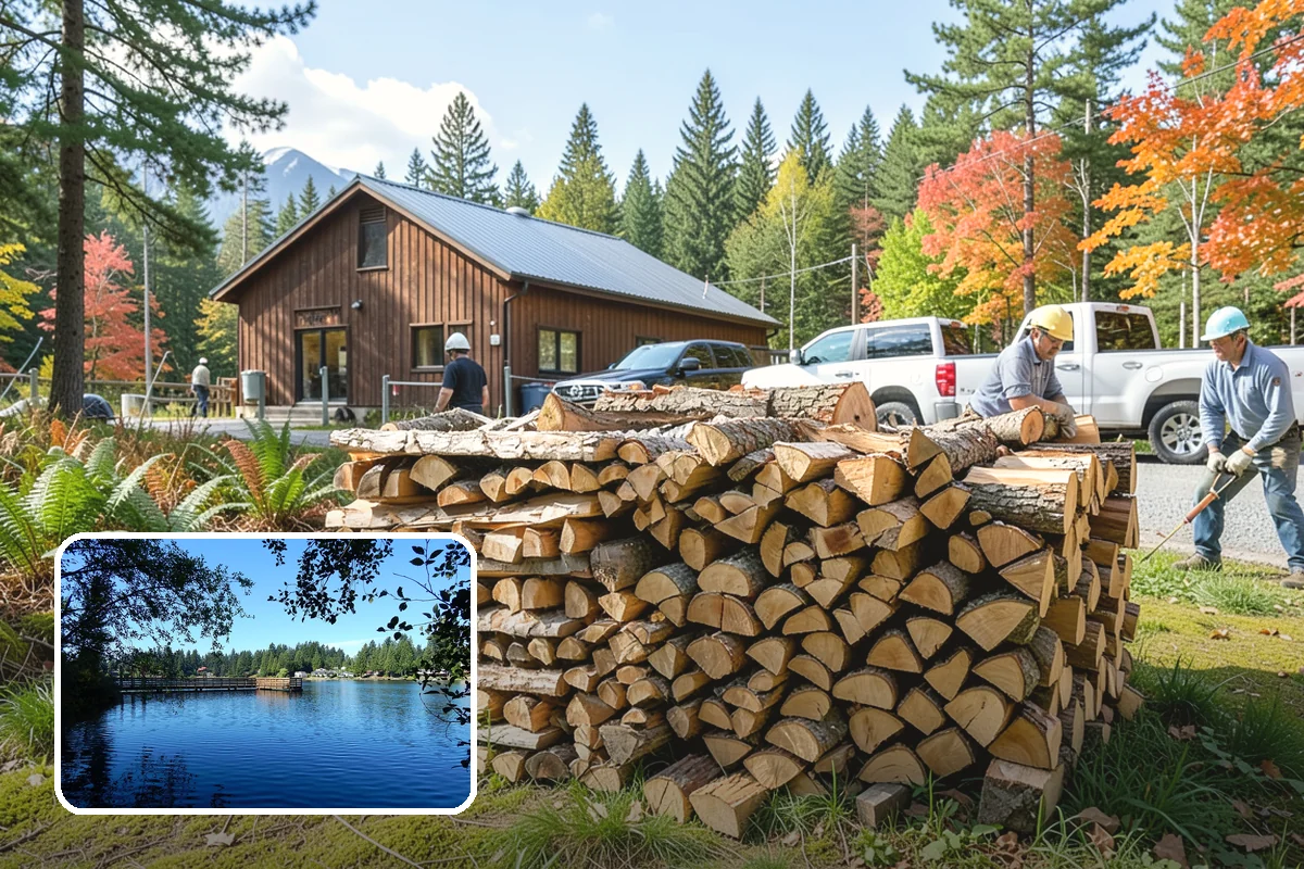 Firewood Debris Cleanup in Federal Way, King County, WA - Removes trip hazards from wet, cluttered ground