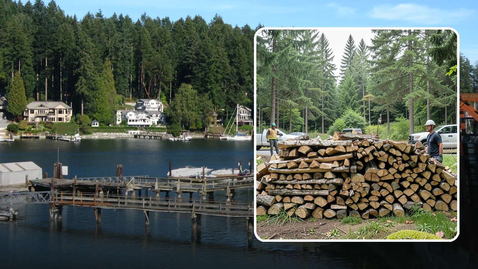 Firewood Debris Cleanup in Gig Harbor, Pierce County, WA - We clear the scattered scraps, splinters, and leftover mess that pile up around a busy Pacific Northwest wood pile.