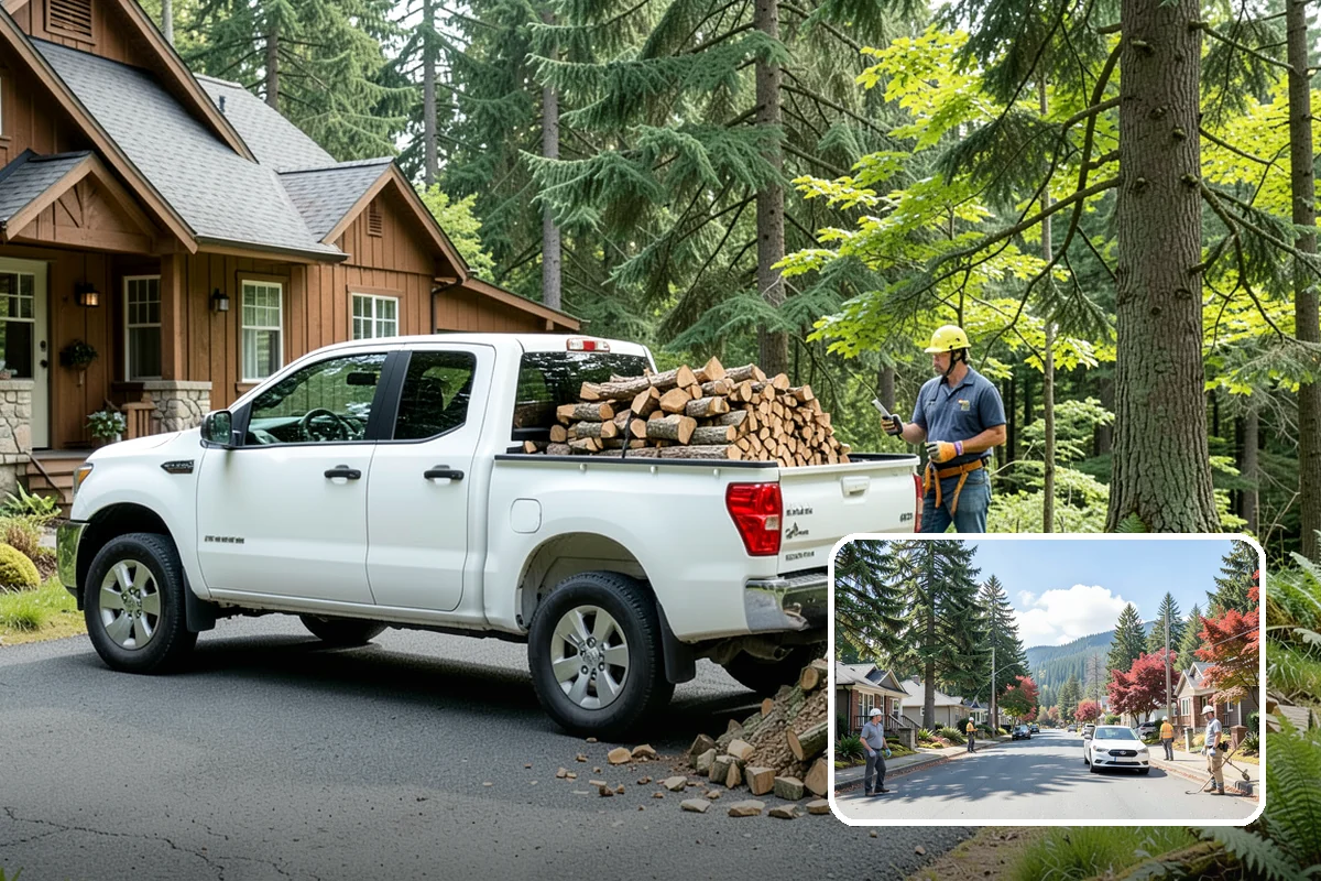 Firewood Debris Cleanup in Hunts Point, King County, WA - Removes trip hazards from wet, cluttered ground