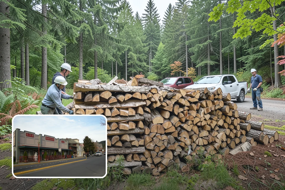 Firewood Debris Cleanup in Issaquah, King County, WA - Removes trip hazards from wet, cluttered ground