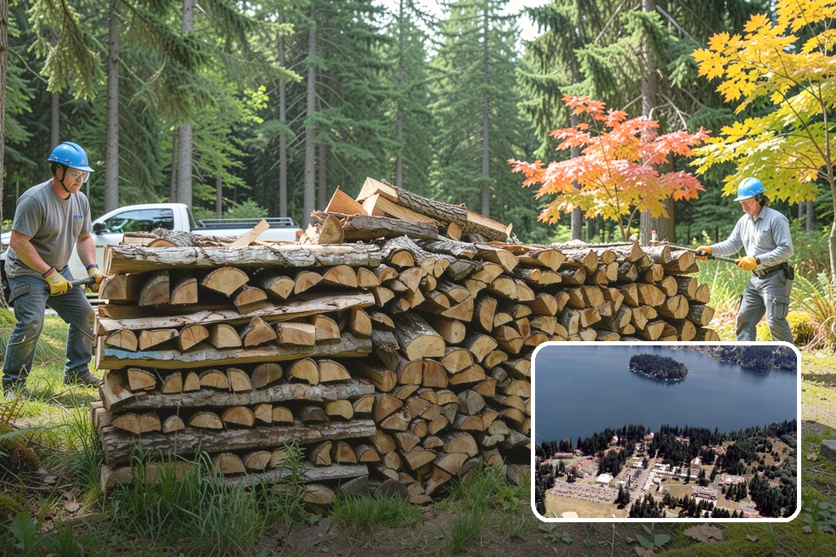 Firewood Debris Cleanup in Lakewood, Pierce County, WA - Removes trip hazards from wet, cluttered ground