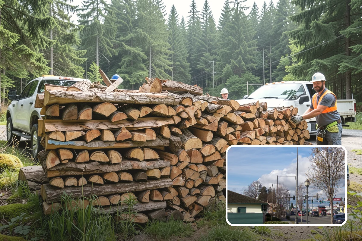Firewood Debris Cleanup in Marysville, Snohomish County, WA - Removes trip hazards from wet, cluttered ground