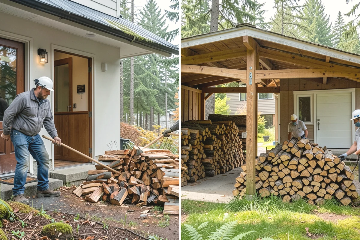 Firewood Debris Cleanup in Mountlake Terrace, WA - Walk the site and identify the material to remove