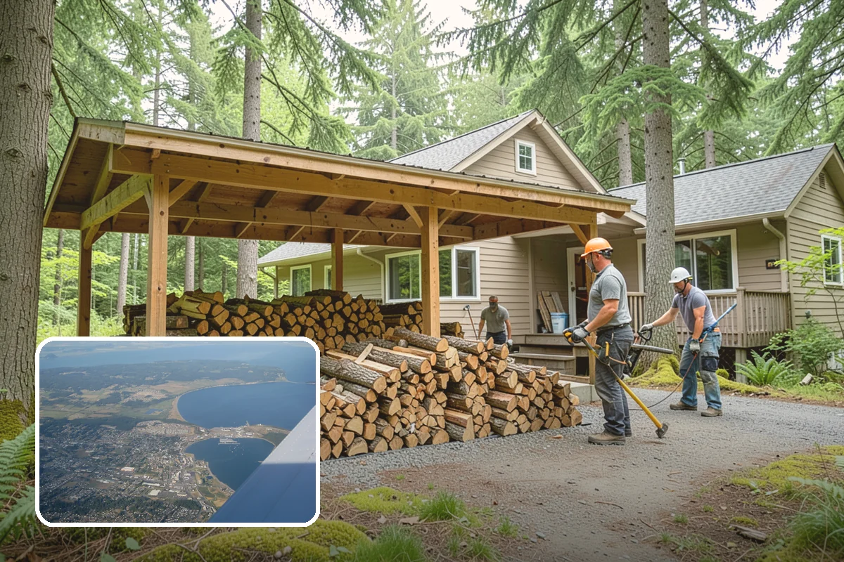 Firewood Debris Cleanup in Oak Harbor, Island County, WA - Removes trip hazards from wet, cluttered ground