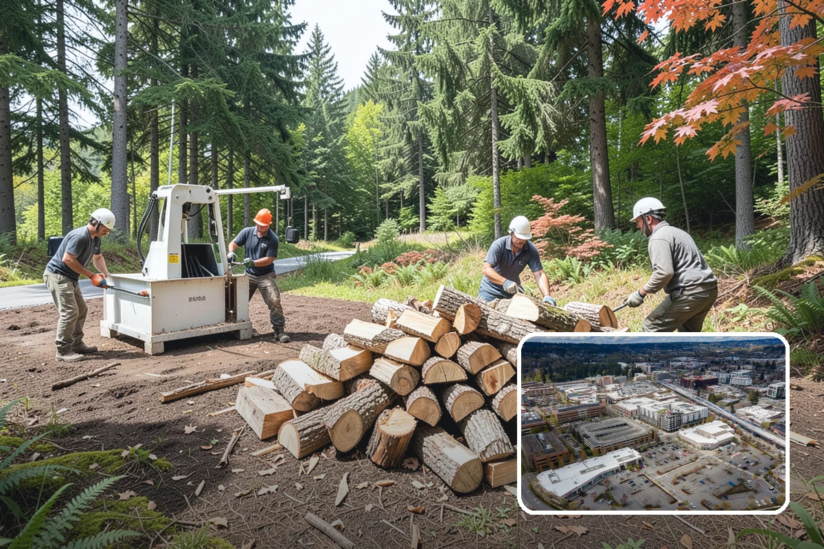 Firewood Debris Cleanup in Redmond, King County, WA - Removes trip hazards from wet, cluttered ground