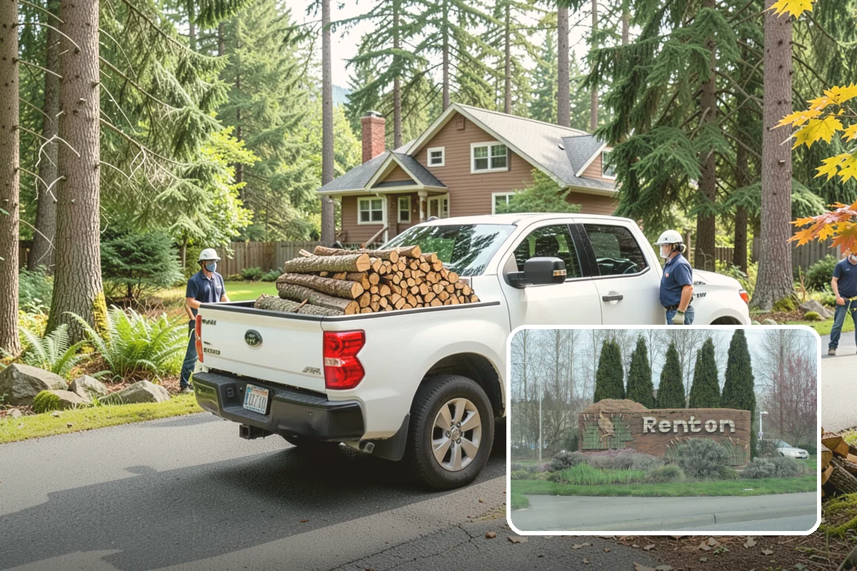 Firewood Debris Cleanup in Renton, King County, WA - Removes trip hazards from wet, cluttered ground