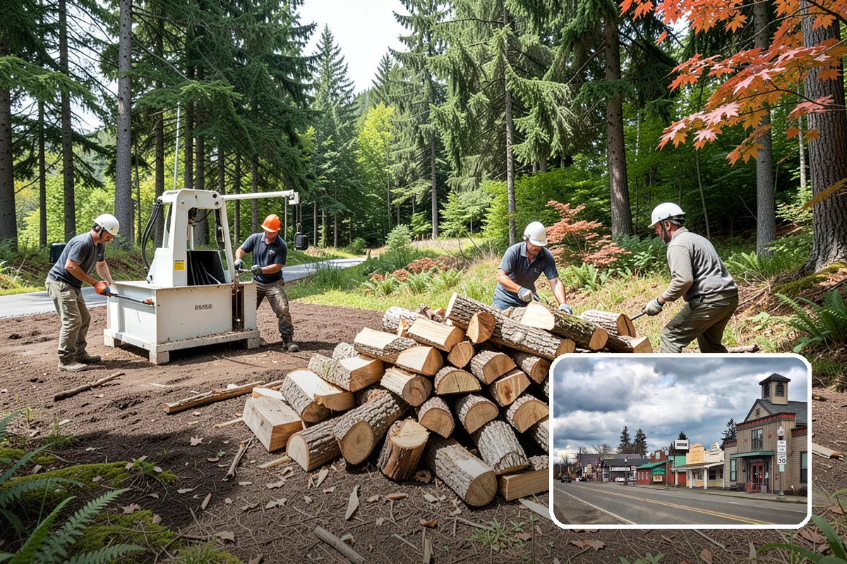 Firewood Debris Cleanup in Roy, Pierce County, WA - Removes trip hazards from wet, cluttered ground