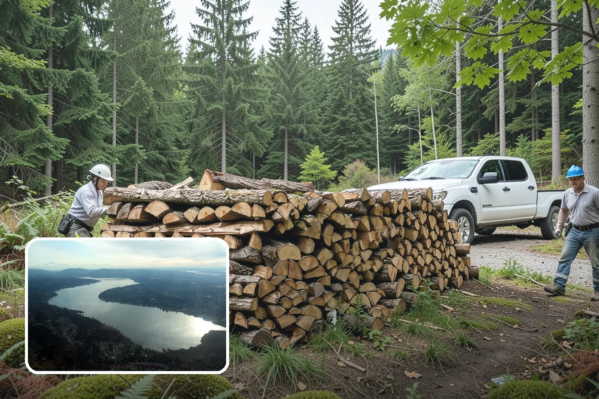 Firewood Debris Cleanup in Sammamish, King County, WA - Removes trip hazards from wet, cluttered ground