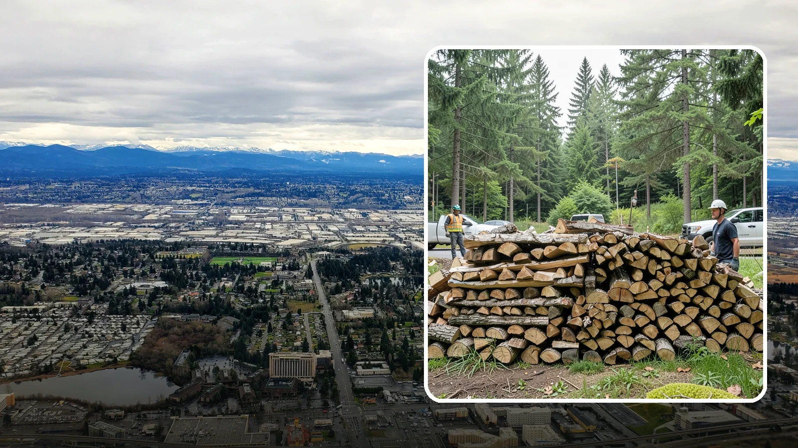 Firewood Debris Cleanup in SeaTac, WA - We clear the scattered scraps, splinters, and leftover mess that pile up around a busy Pacific Northwest wood pile.