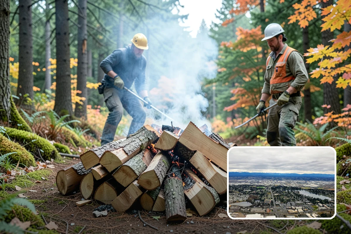 Firewood Debris Cleanup in SeaTac, WA - Removes trip hazards from wet, cluttered ground