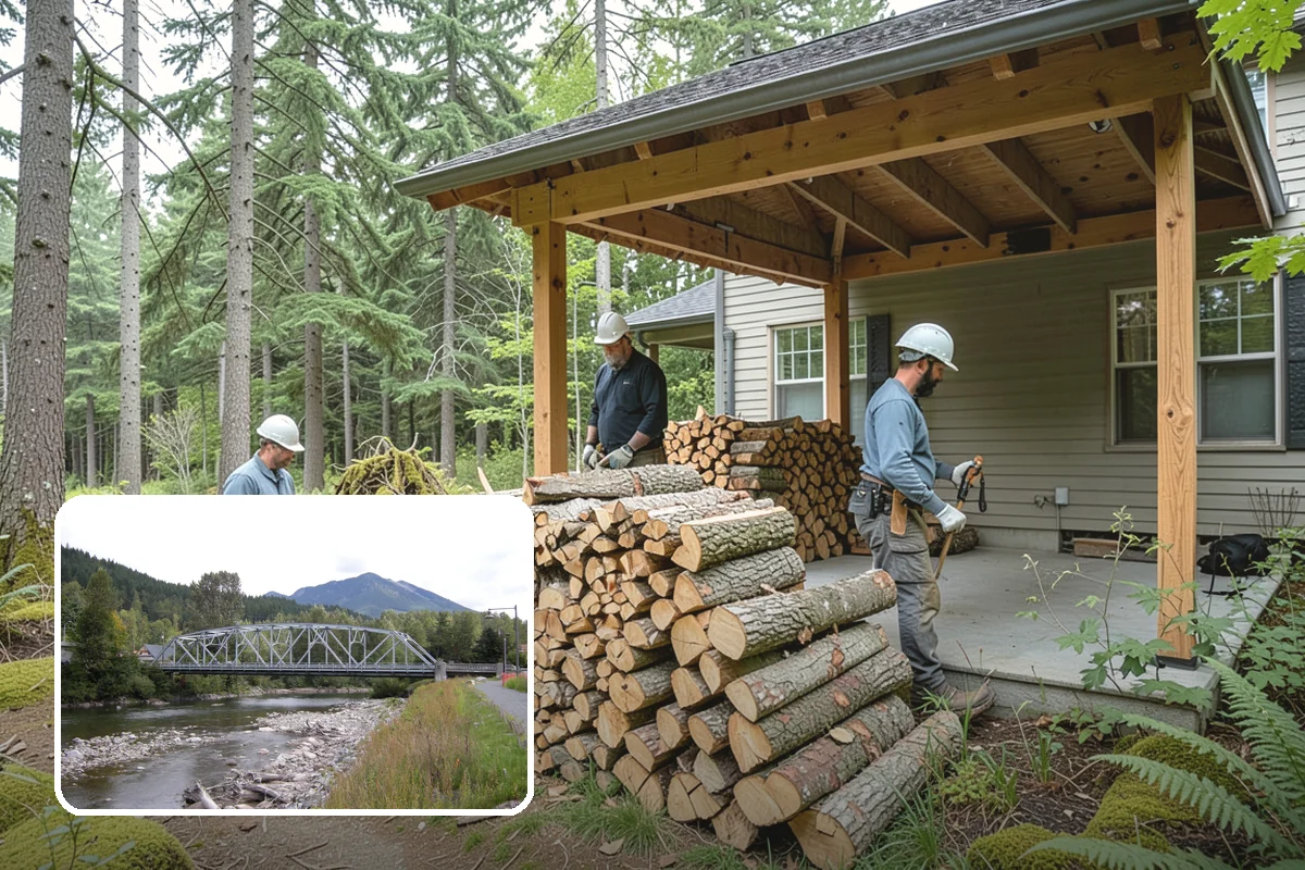 Firewood Debris Cleanup in Skykomish, King County, WA - Removes trip hazards from wet, cluttered ground