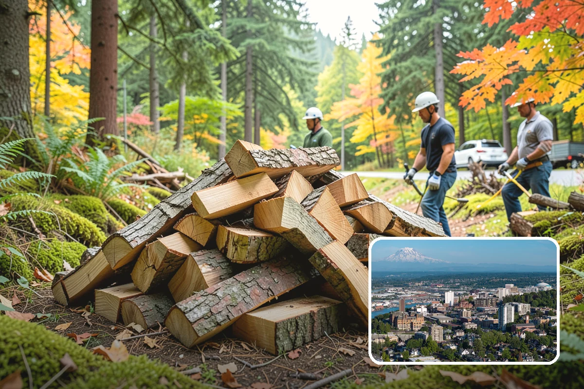 Firewood Debris Cleanup in Tacoma, Pierce County, WA - Removes trip hazards from wet, cluttered ground