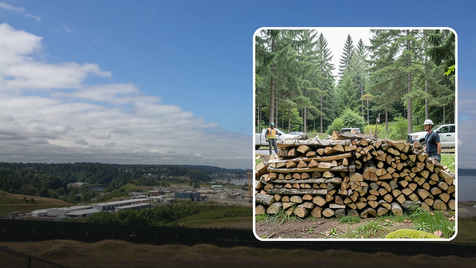 Firewood Debris Cleanup in University Place, Pierce County, WA - We clear the scattered scraps, splinters, and leftover mess that pile up around a busy Pacific Northwest wood pile.