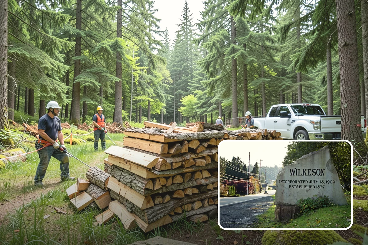 Firewood Debris Cleanup in Wilkeson, Pierce County, WA - Removes trip hazards from wet, cluttered ground