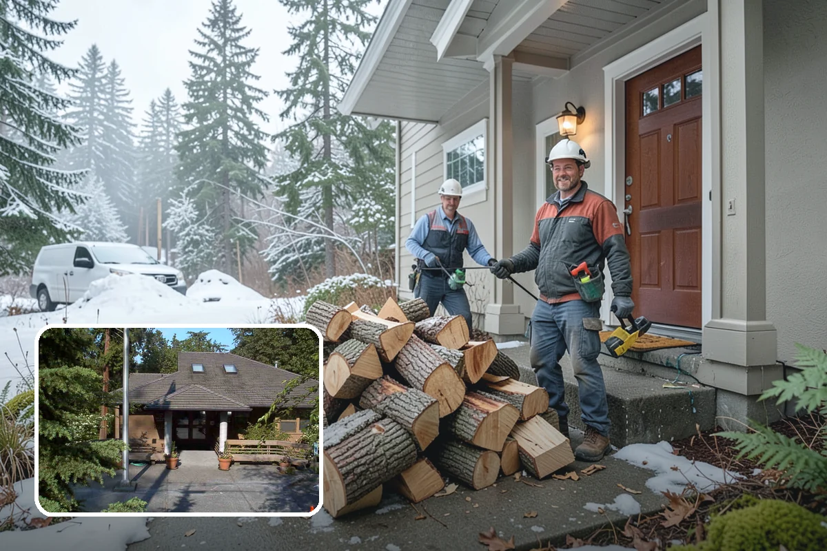 Firewood Debris Cleanup in Yarrow Point, King County, WA - Removes trip hazards from wet, cluttered ground