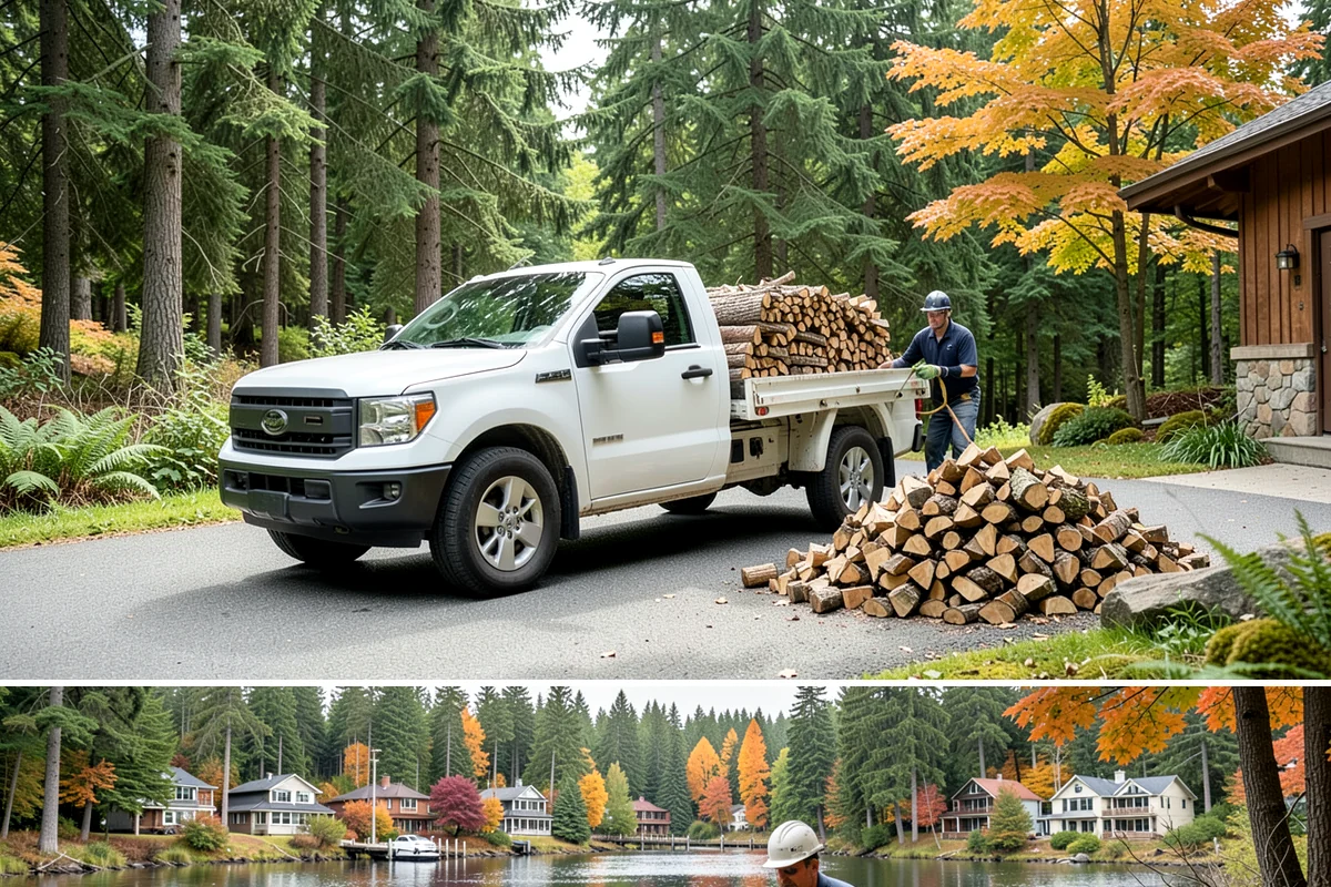Firewood Delivery in La Conner, Skagit County, WA - Book delivery in late summer or early fall so your supply is in place well before the wet, cold months arrive.