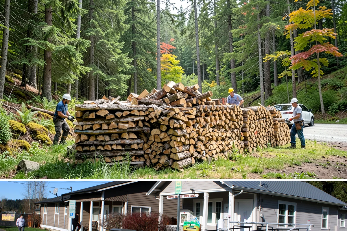 Firewood Delivery in South Prairie, Pierce County, WA - Book delivery in late summer or early fall so your supply is in place well before the wet, cold months arrive.
