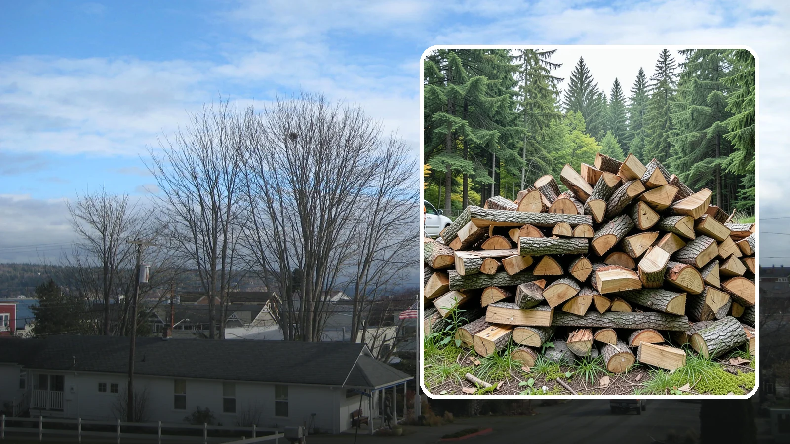 Firewood Disposal in Langley, Island County, WA - Our firewood disposal service hauls away old, unwanted, or unusable wood so you can reclaim your space.