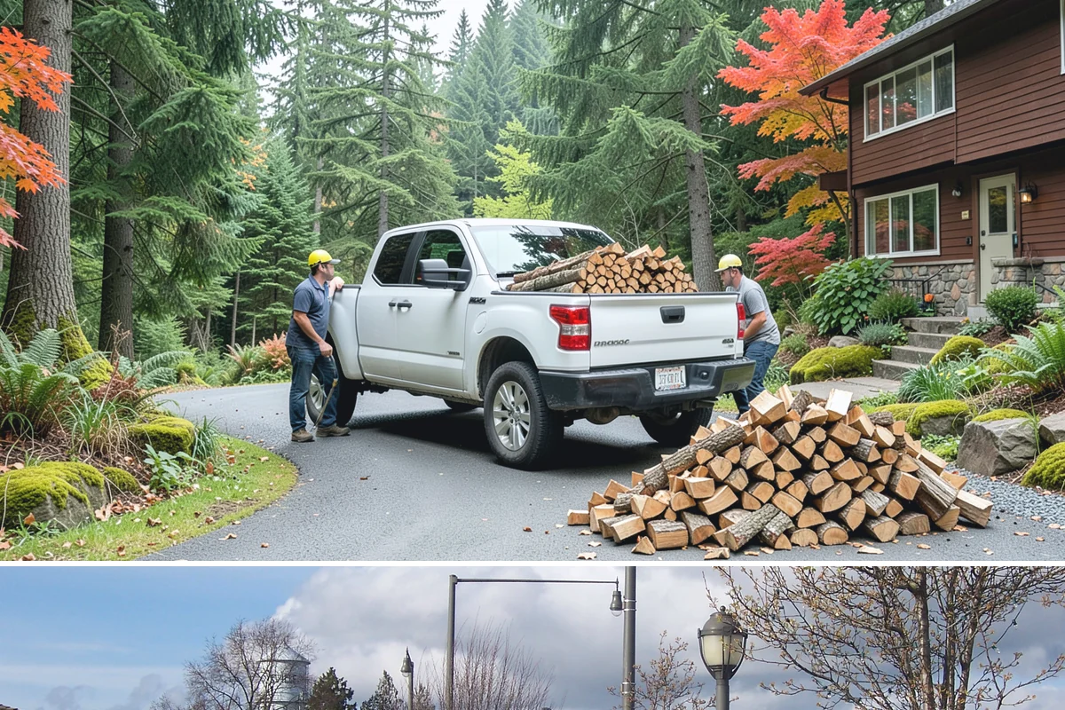 Firewood Hauling in Marysville, Snohomish County, WA - Hauling is busiest after storm season and before winter, so schedule ahead during those peak periods.