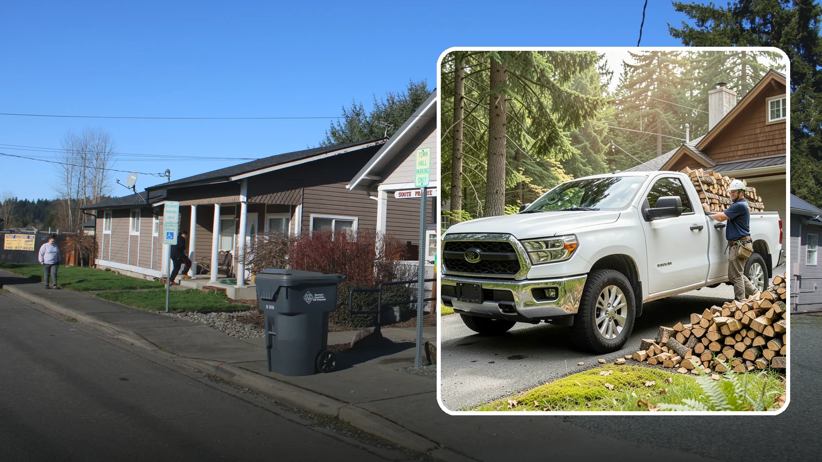 Firewood Hauling in South Prairie, Pierce County, WA - We haul logs, rounds, or finished firewood to or from your property.