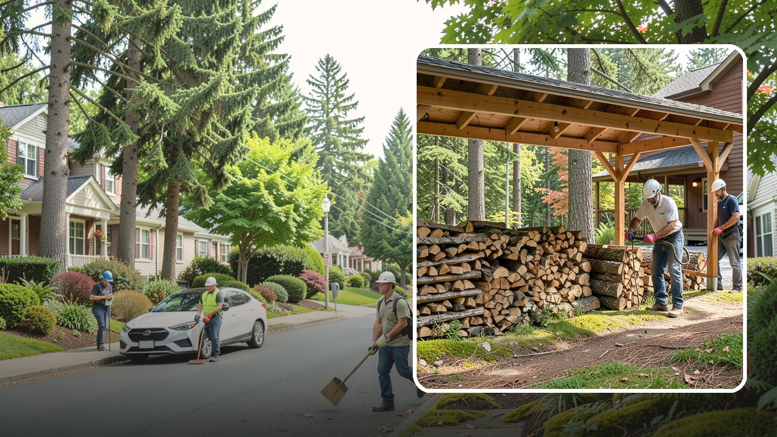 Firewood Organization in Beaux Arts Village, King County, WA - We reorganize a disorganized woodpile into tidy, well-ventilated stacks that dry faster and are easy to draw from.