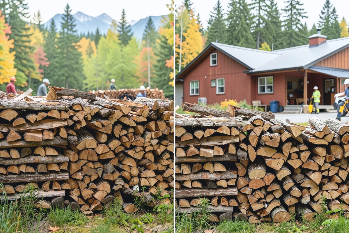 Firewood Organization in Beaux Arts Village, King County, WA - Assess the existing pile and clear the area