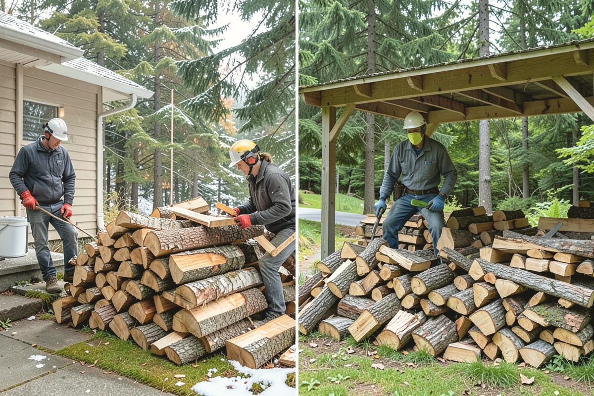 Firewood Organization in Covington, King County, WA - Assess the existing pile and clear the area