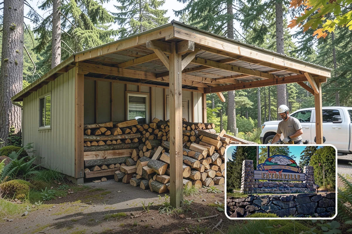 Firewood Organization in Eatonville, Pierce County, WA - Turns a rotting heap into fast-drying stacks