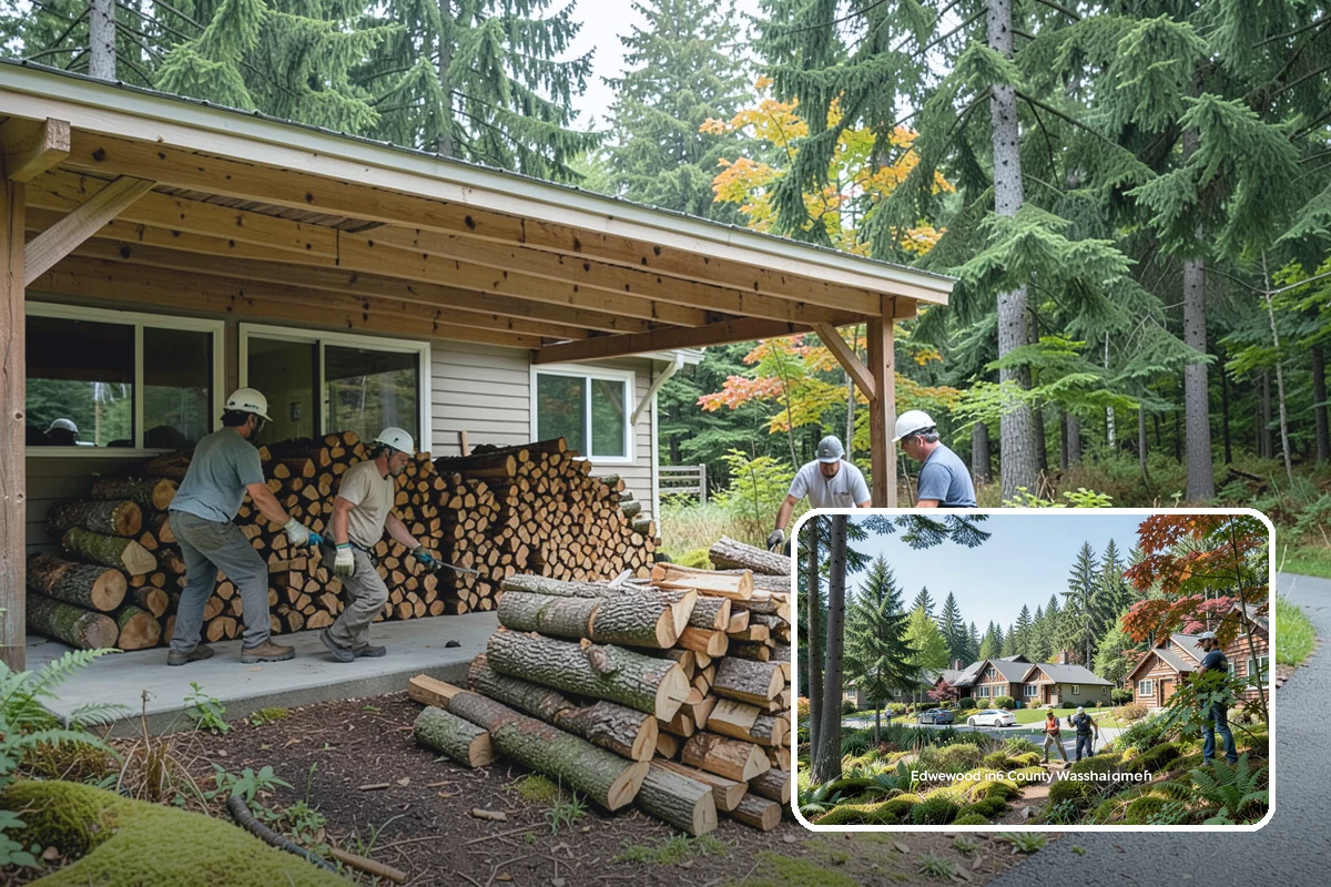 Firewood Organization in Edgewood, WA - Turns a rotting heap into fast-drying stacks